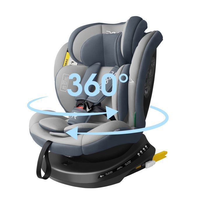 Reecle i-Size 360° draaibare ISOFIX autostoel, 40-150 cm, vanaf de geboorte tot 12 jaar (0-36 kg), ECE R129, grijs