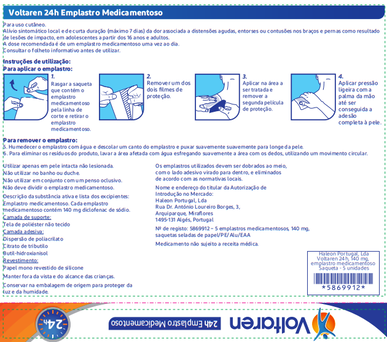 Voltaren Voltaren 140mg Diclofenac Sodium 24h Léčivá náplast 5 jednotek 5 jednotek