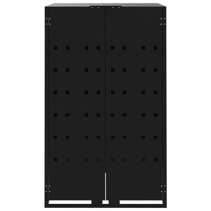 Cache Poubelle/ Rangement à roulettes pour poubelles - VIDAXL - pour bac unique noir acier CC7388884
