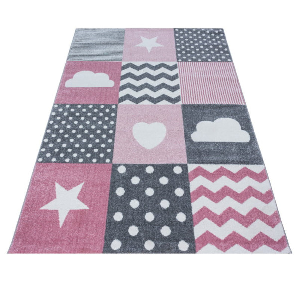 Dywan dziecięcy Kids Kwadraty różowy 80 cm x 150 cm