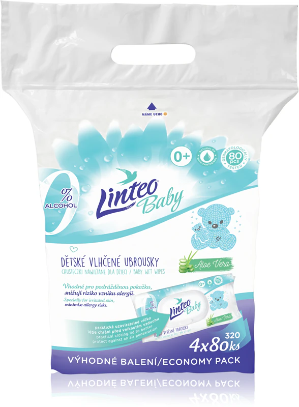 Lenços umedecidos Linteo Baby Pure & Fresh suaves para bebês, embalagem grande