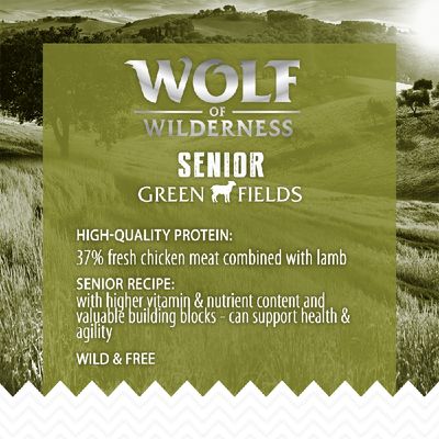 Wolf of Wilderness Senior «Green Fields» Lam - Kornfritt