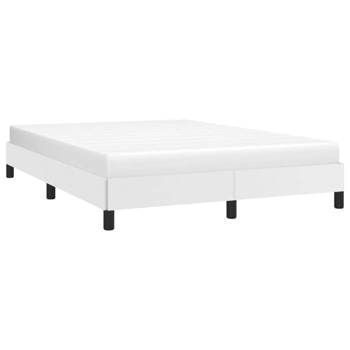 vidaXL Cadre de Lit Sommier à Lattes Lit Rembourré Cadre à Lattes Lit Double Adulte Meuble de Chambre Intérieur Blanc 346899