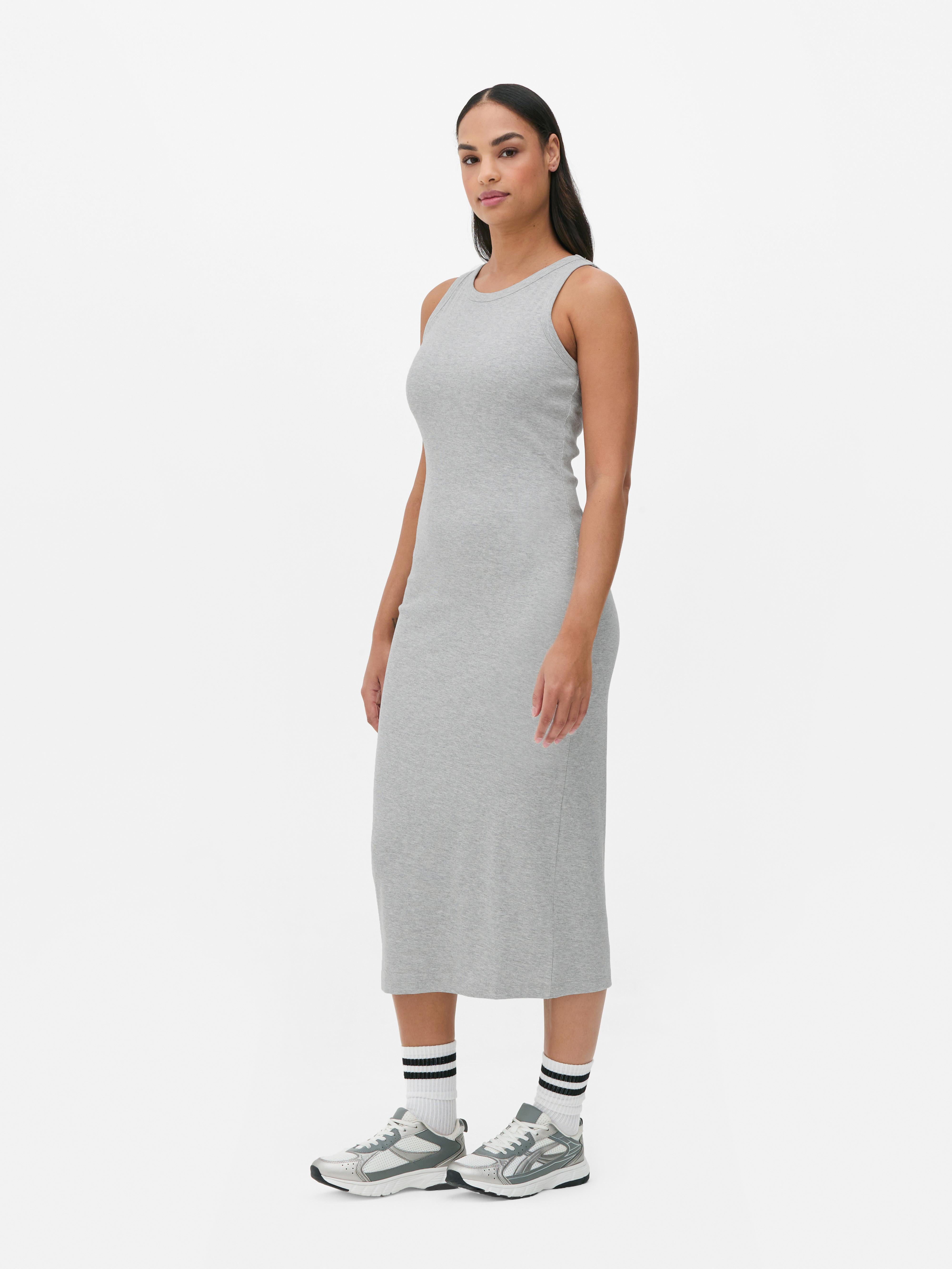 Rochie midi cu spate racer O rochie midi din jerseu cu design cu spate racer