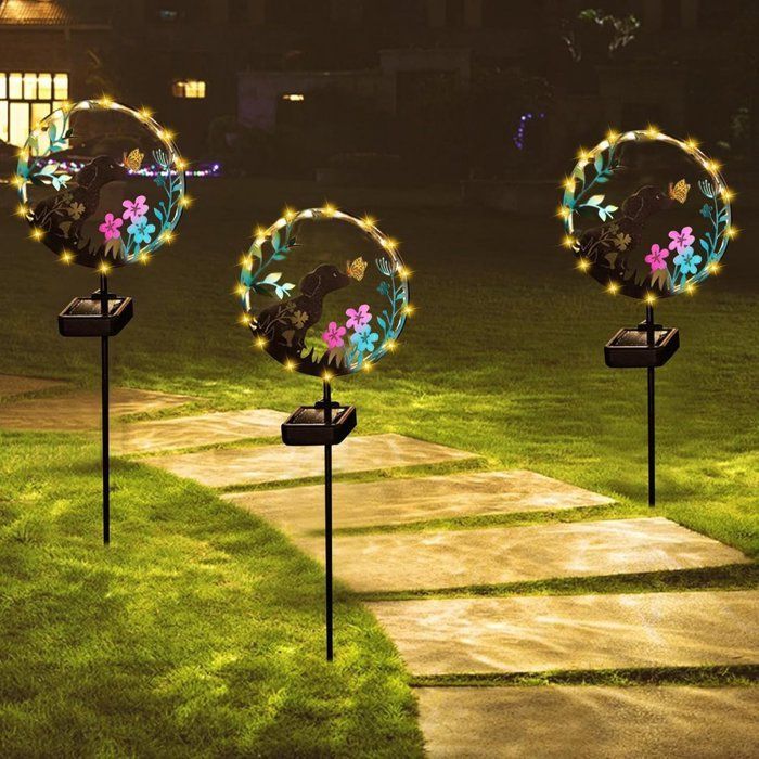 Lámpara solar exterior de dos cables - Material: metal - Resistente a la intemperie - Iluminación solar para jardín exterior