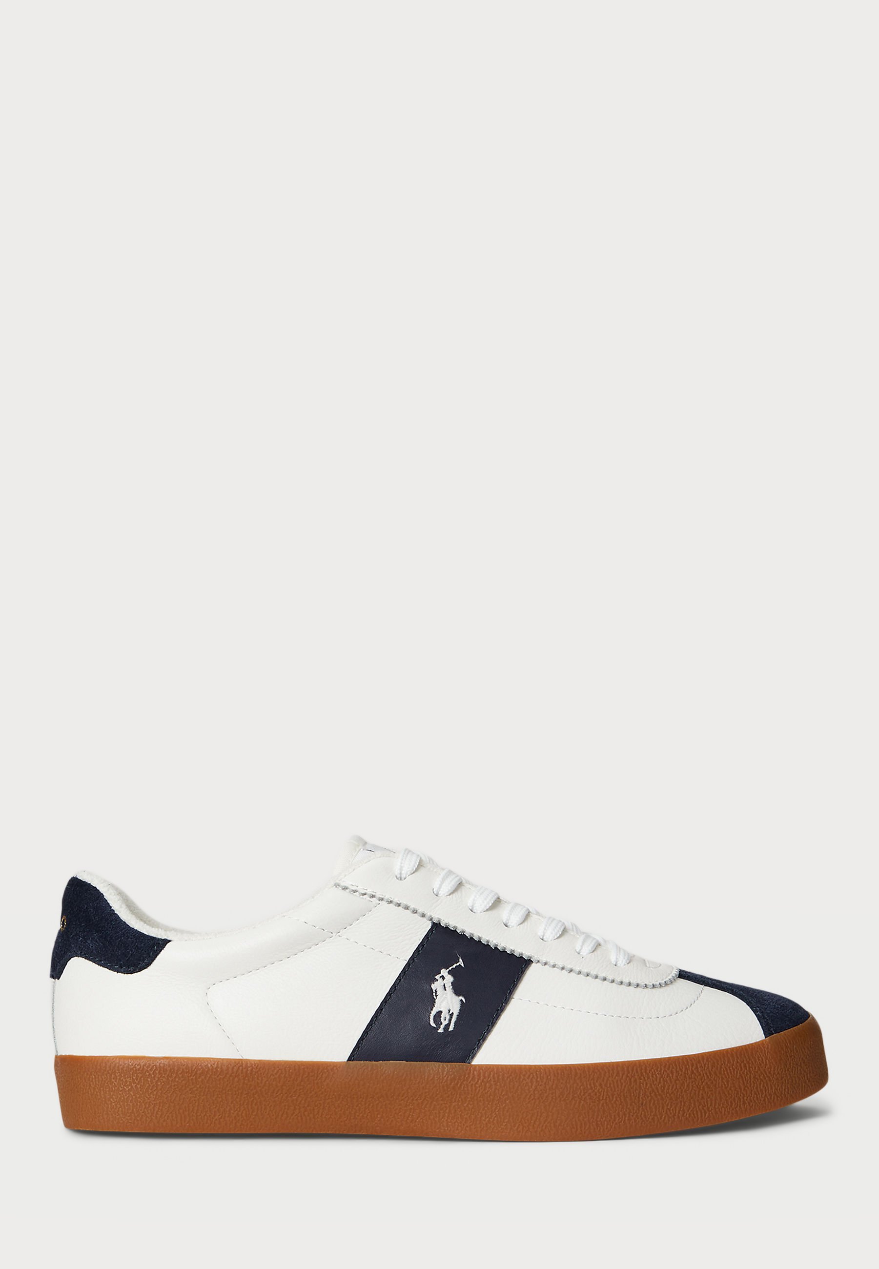 Polo Ralph Lauren COURT VULC LEATHER-SUEDE SNEAKER UNISEX - Sneakers - deckwash wit/marineblauw