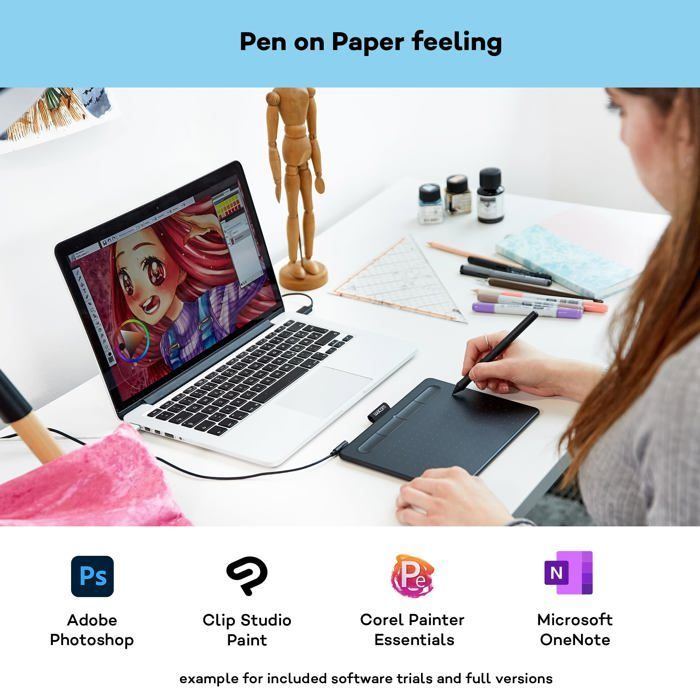 Numériseur WACOM Intuos Creative Pen Small - Noir - 15.2 x 9.5 cm - 4096 niveaux de pression