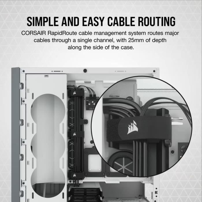 Boîtier PC - CORSAIR - CC-9011211-WW - ATX 5000D AIRFLOW - Moyen-tour en verre trempé - Blanc