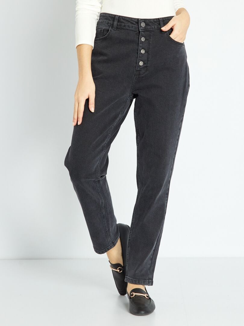 Zeer hooggetailleerde mom jeans - Maat 34 - Zwart