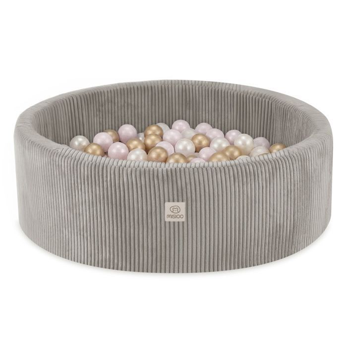 Piscina de bolas MISIOO de 90x30 cm, pana beige, 200 bolas.