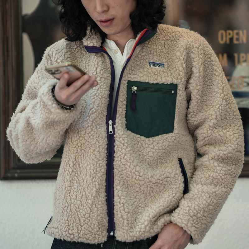 Bronson Sherpa Fleece Jacket Classic Retro 1989 Outdoor Full Zip Up Cardigan