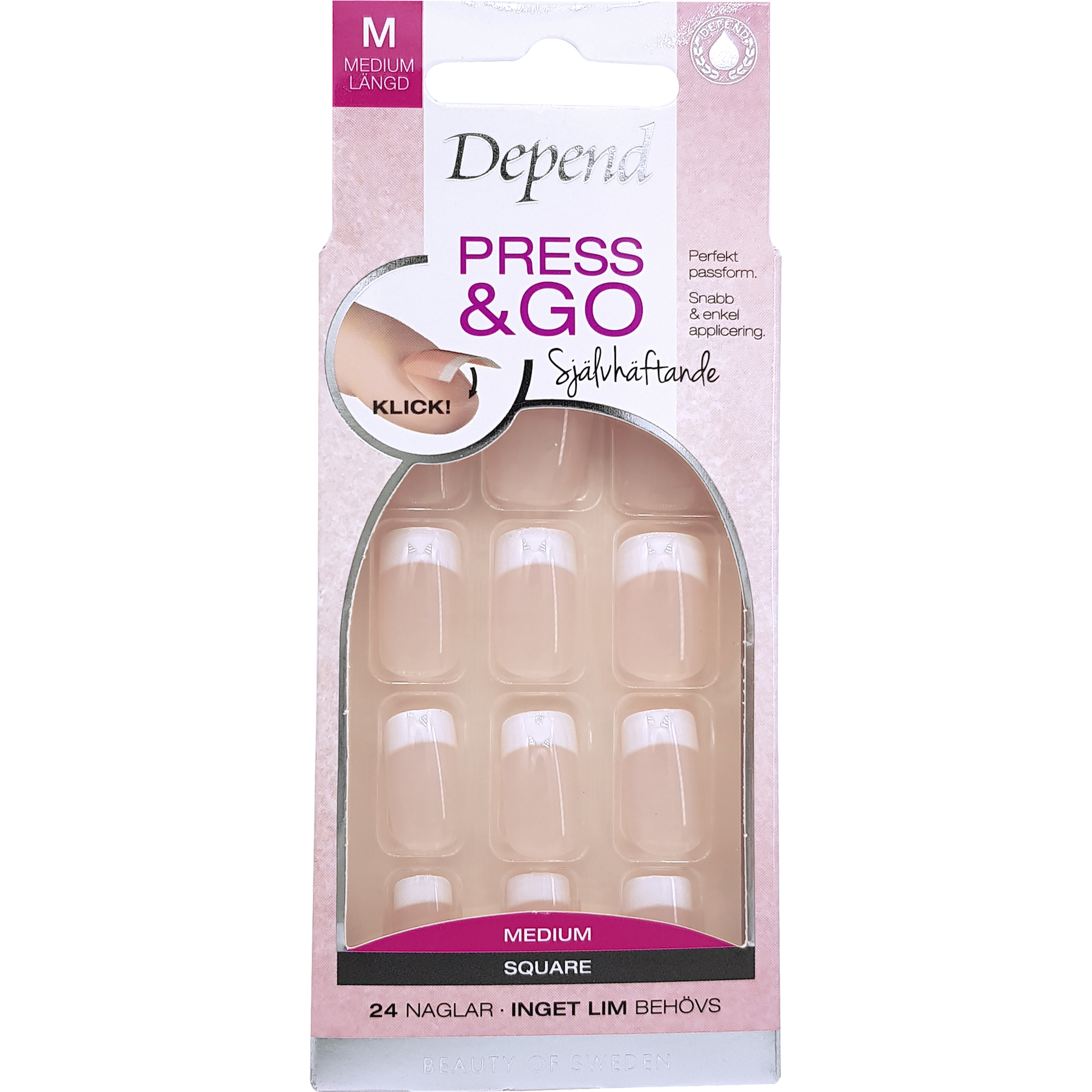 Press & Go French Look Μεσαίο Τετράγωνο Ροζ - Depend