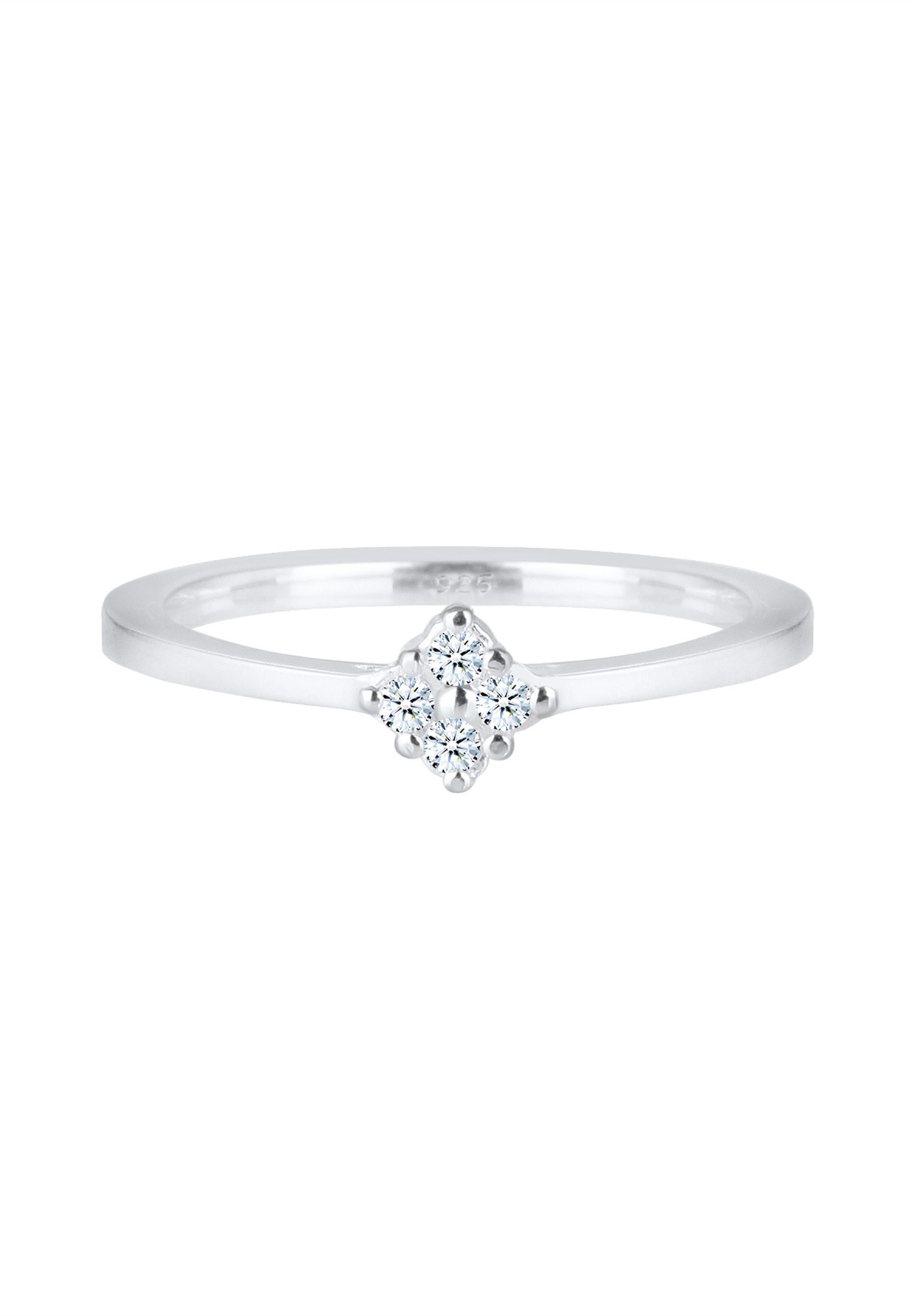 Elli DIAMONDS Classique des fiançailles féminines avec diamant (0,08 ct.) en 925/1000 argent massif, plaqué or