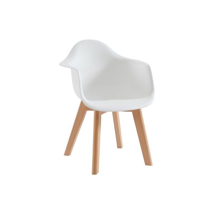 Set of 2 children's chairs with armrests in polypropylene and beech - White - POUPINETTE
