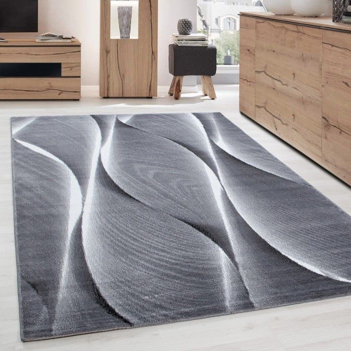 Alfombra - AYYILDIZ - Contemporánea - Gris - Diseño ondulado orgánico - 280x370 cm