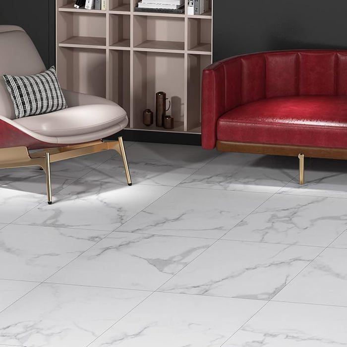 Suelo de PVC autoadhesivo grueso para baño, impermeable, baldosas adhesivas con efecto mármol blanco, 30x30cm, 30x30cm, suelo de PVC 4D