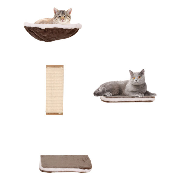 Klimwand voor katten, 4-delige set, grijs