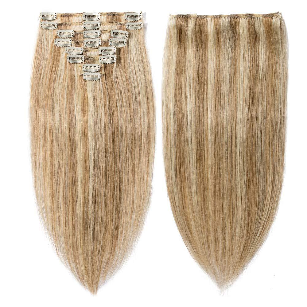 „FashionGirl“ prisegamos plaukų šukuosenos su segtukais #60 platininė blondinė – 65 cm – 1 vnt.