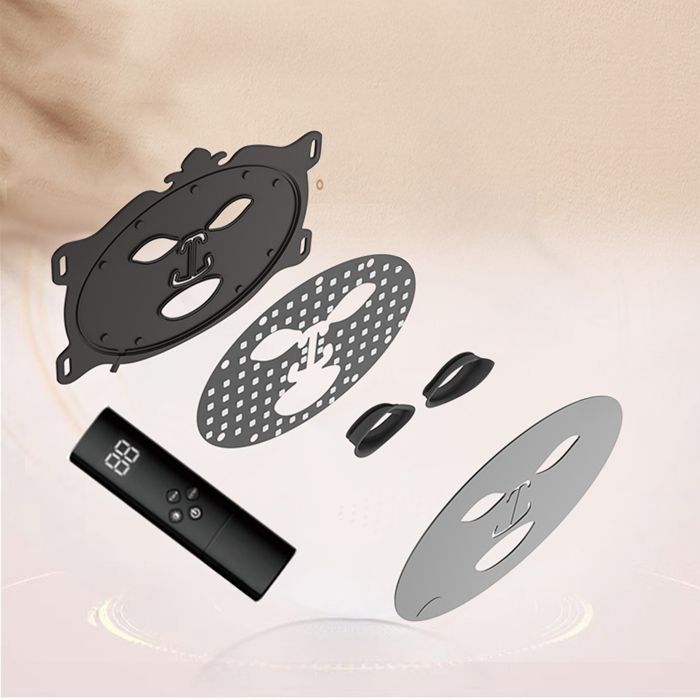 DAM Silikon-Gesichtsmaske für LED-Lichttherapie mit 7 Farben, 5 Intensitätsstufen und Fernbedienung. 27,5 x 2,5 x 19,5 cm