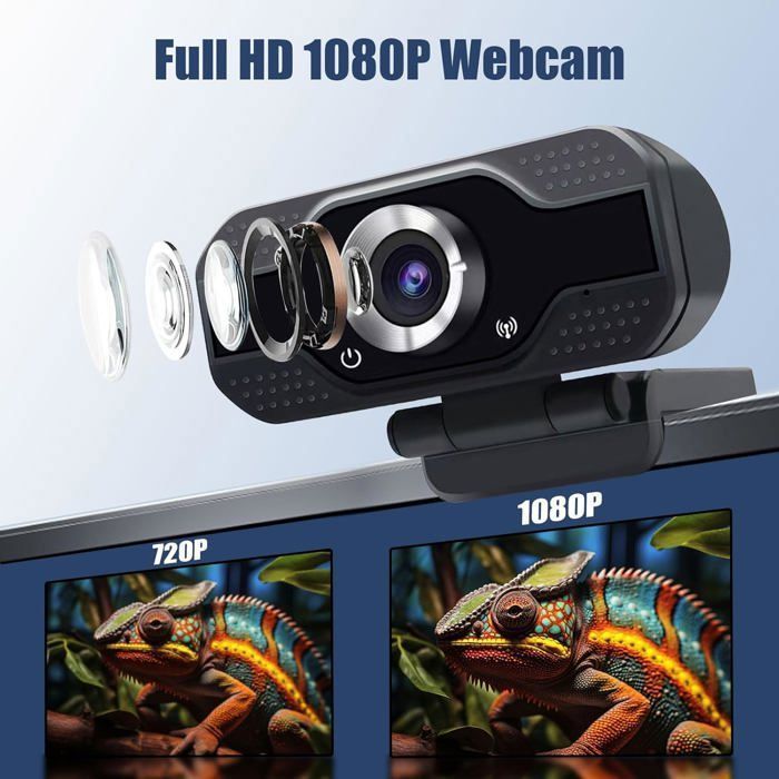 PC Webcam with Microphone & Tripod, Full HD 1080p, Plug and Play USB Camera for Desktop Computer, Video Conferencing, and Streaming