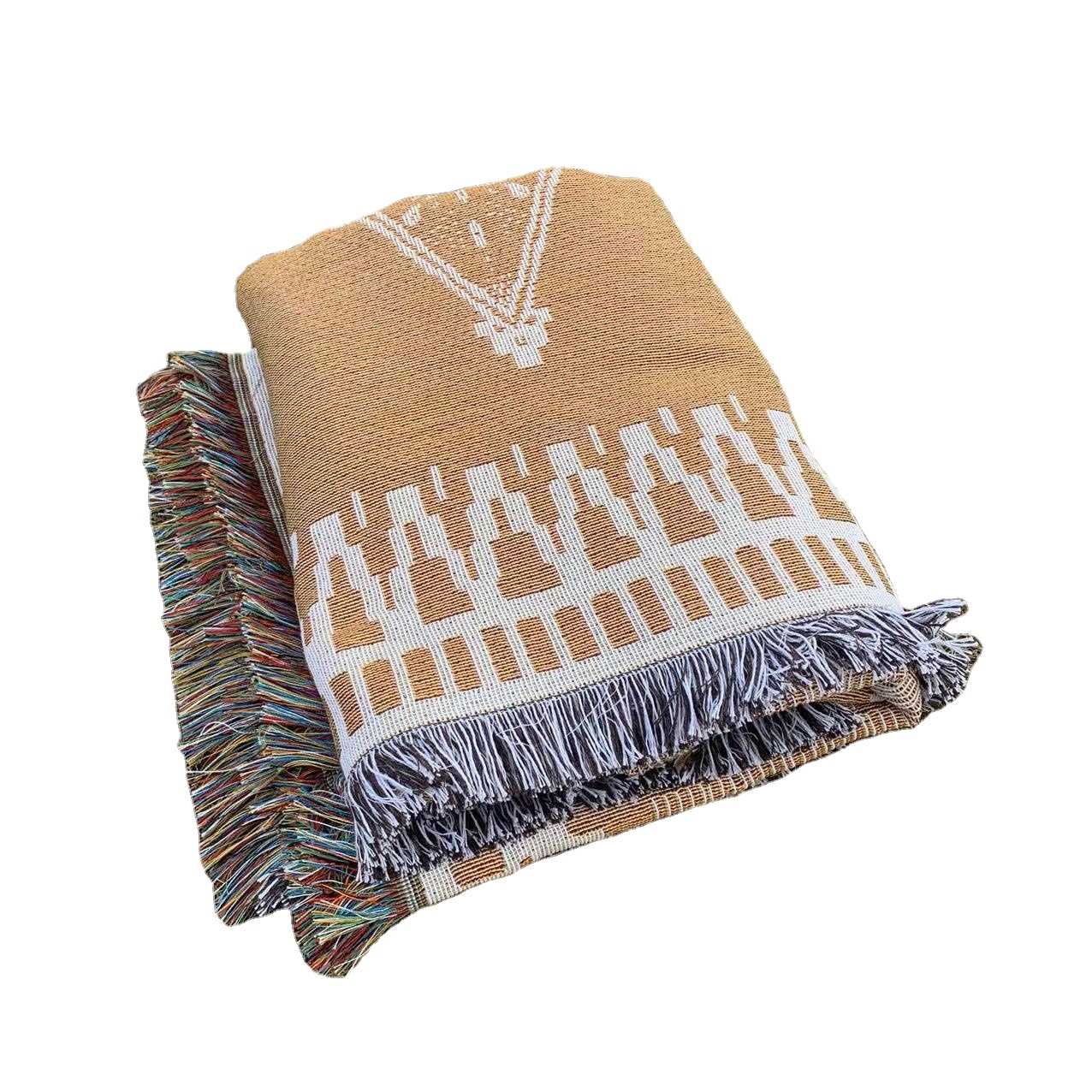 Mantas/colchas personalizadas de tapiz bohemio tejidas 100% algodón reciclado a partir de residuos preconsumo.