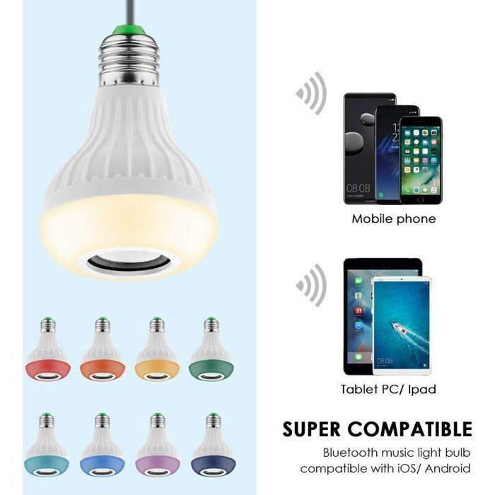 Lot de 2 Ampoules LED Intelligente E27 Bluetooth Smart Bulb Ampoule Connectee Synchroniser avec Rythme de Musique