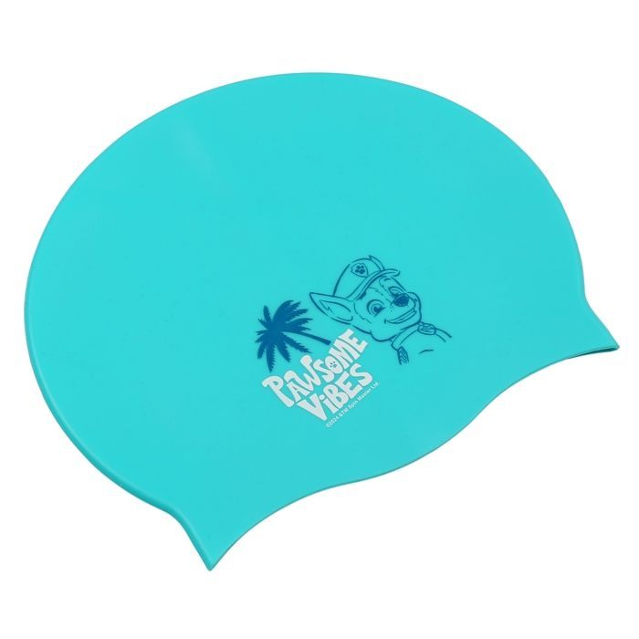 Gorro de natación de Chase de Paw Patrol, de silicona para niños de 3 años en adelante, elástico, talla universal para piscinas.
