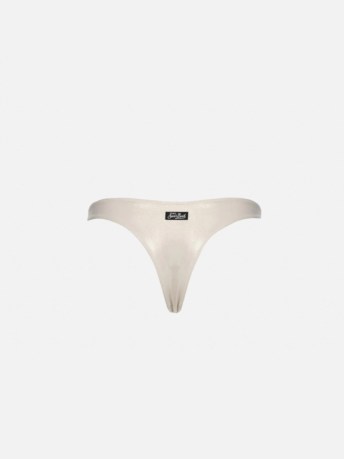 Naomi dames zwembroek met goudkleurige folieprint en hoge taille