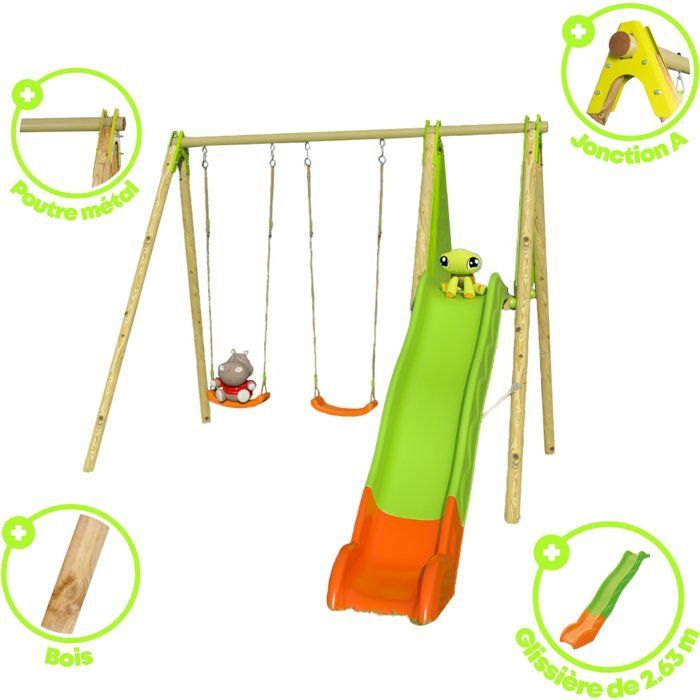 TRIGANO Techwood ARROBA Wooden Play Area with Metal Beam 2.30m - 4 Children