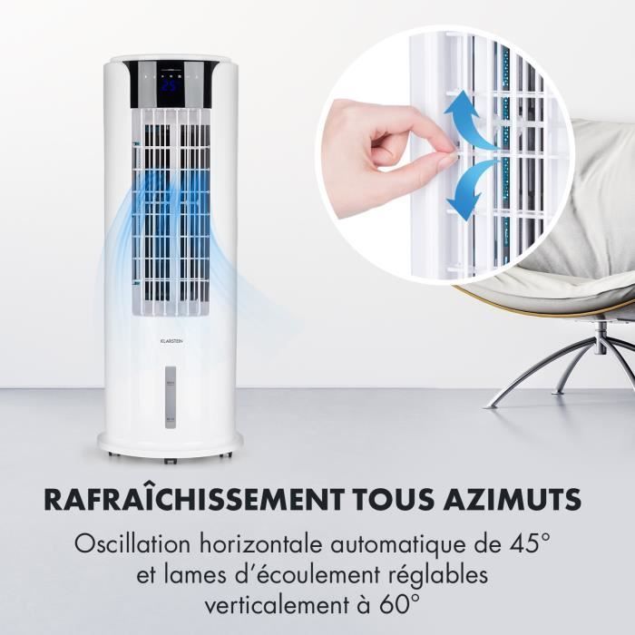 Enfriador de aire Klarstein - Silencioso - Ventilador humidificador - 3,5 L - Aire acondicionado portátil sin salida de aire - Blanco