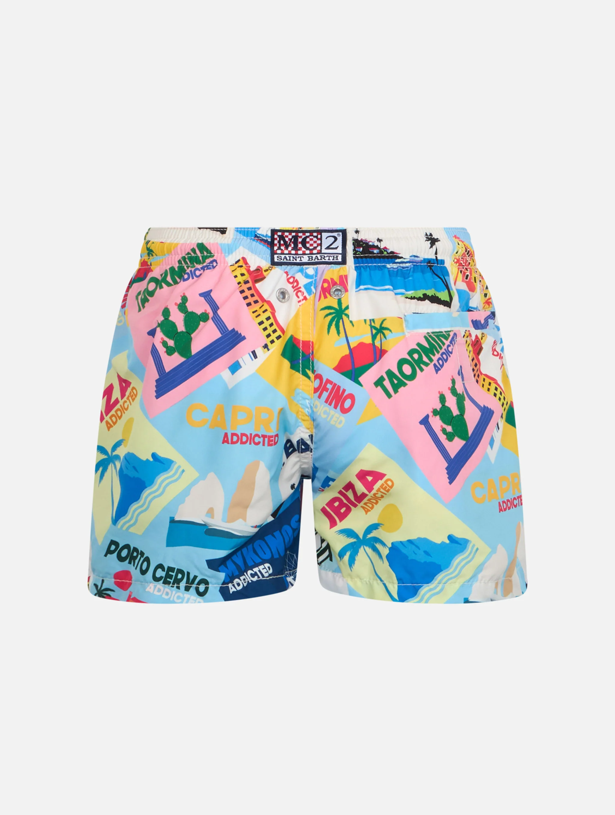 Costume da bagno da bambino in tessuto leggero Jean Lighting con stamp