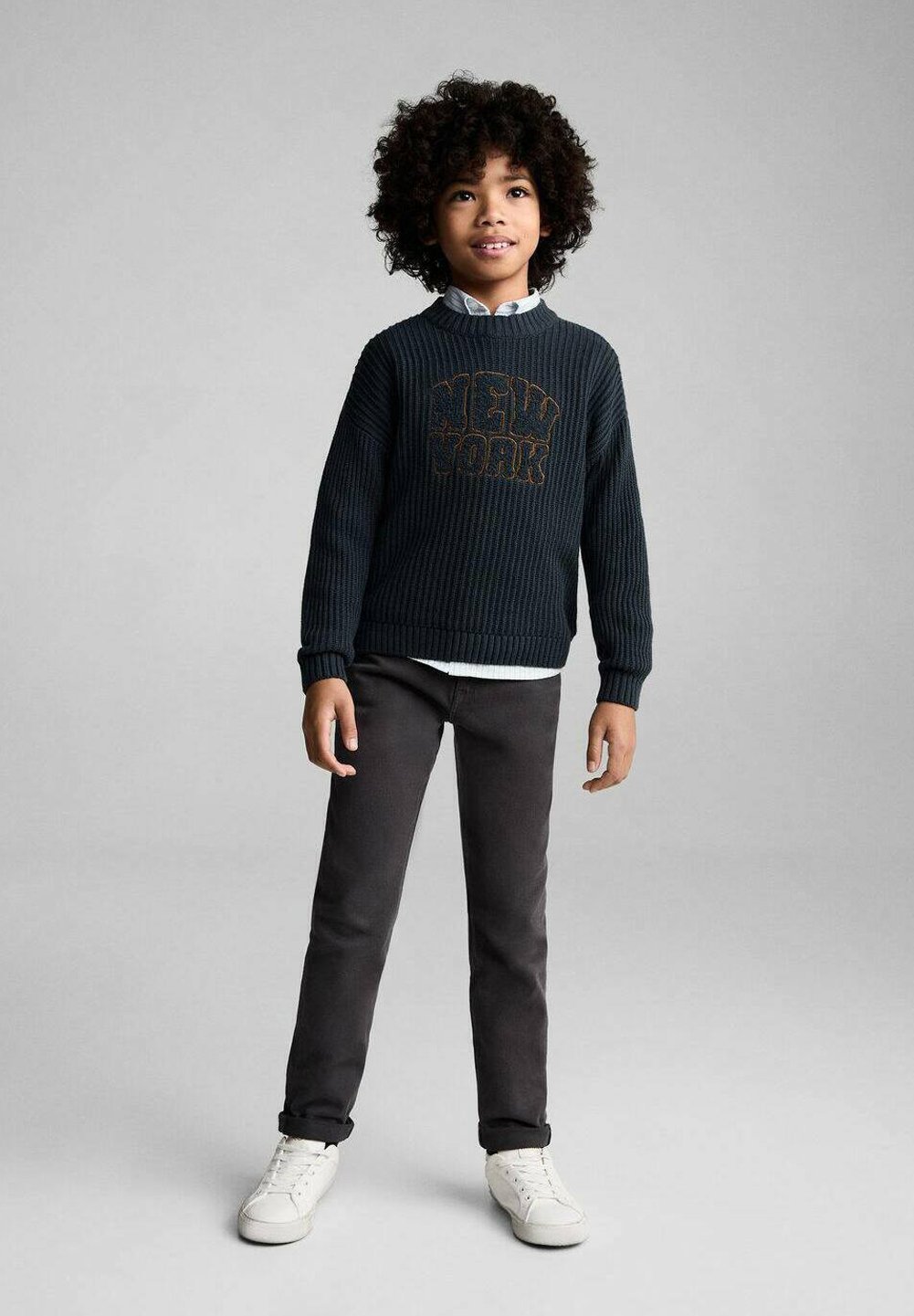 Blugi Mango Kids, croială conică - antracit