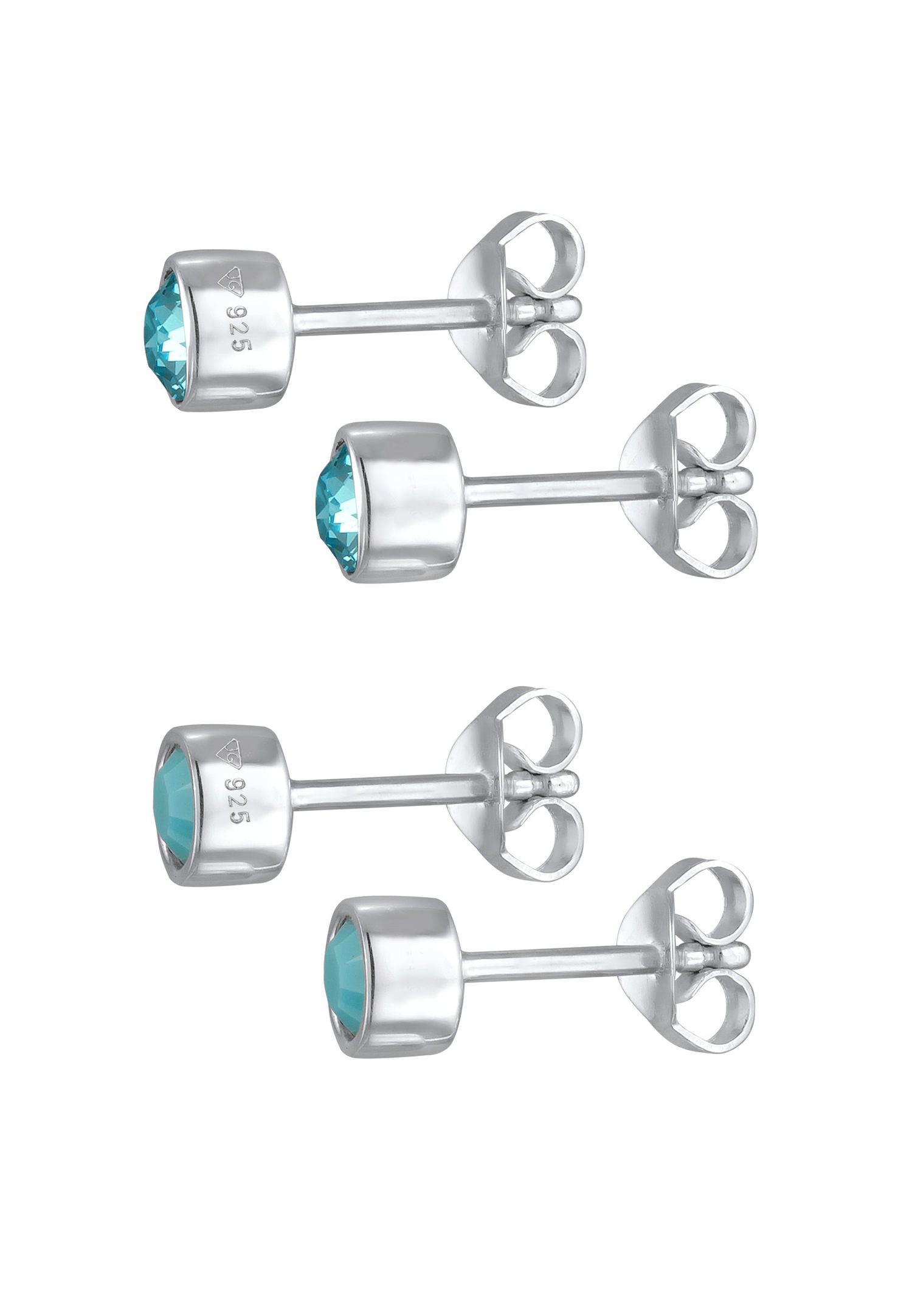 Elli Femmes Clous d'oreilles Set Basique avec Cristaux bleu en Argent Sterling 925