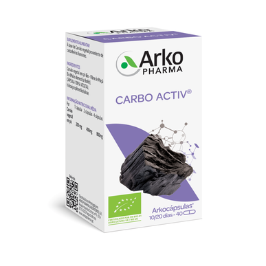 Arkocaps Kosttilskudd for gass og oppblåsthet Carbo Activ 40 kapsler