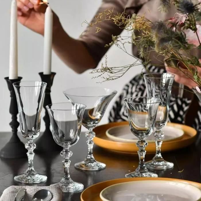 Krosno Petite Verre à Vin Blanc en Cristal - Lot de 6 Verres - 150 ml - Collection Krista - Lavable au Lave-Vaisselle