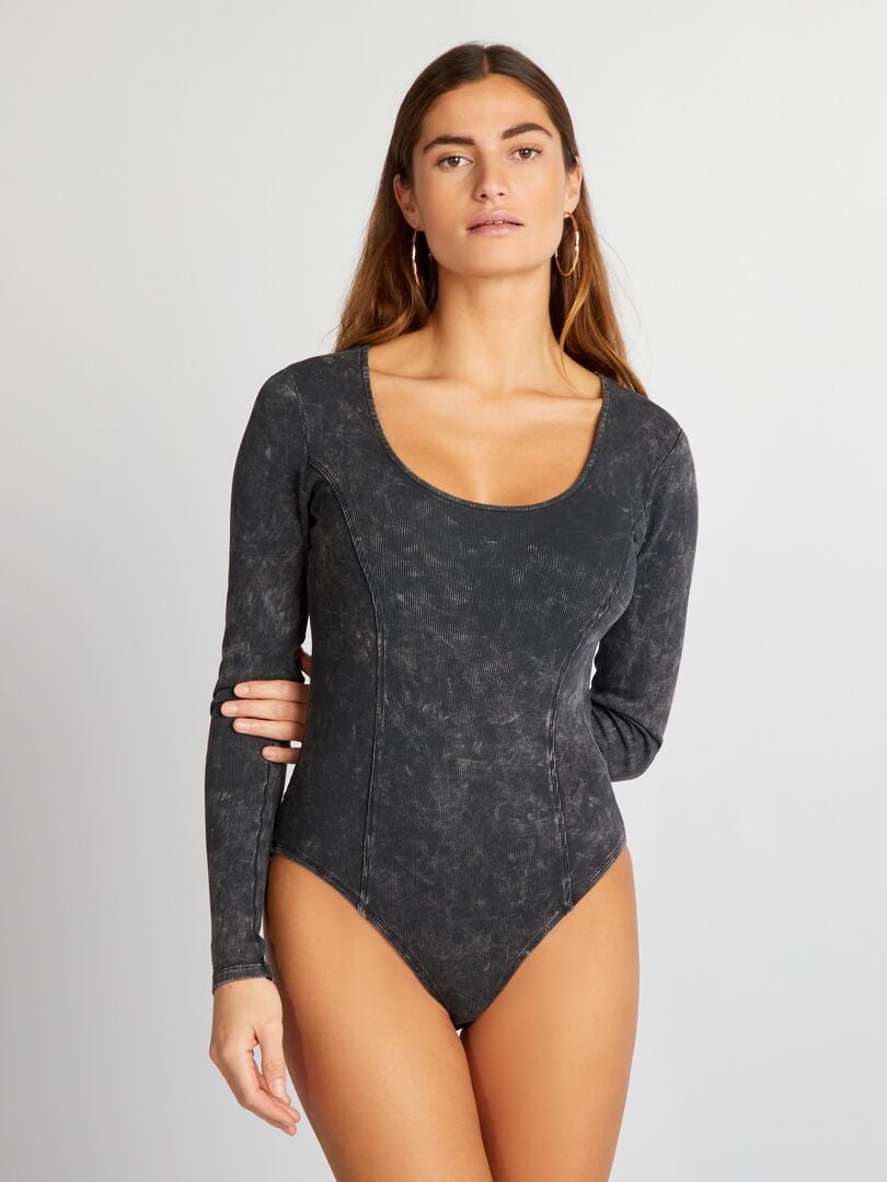 Bodysuit met lange mouwen - GRIJS