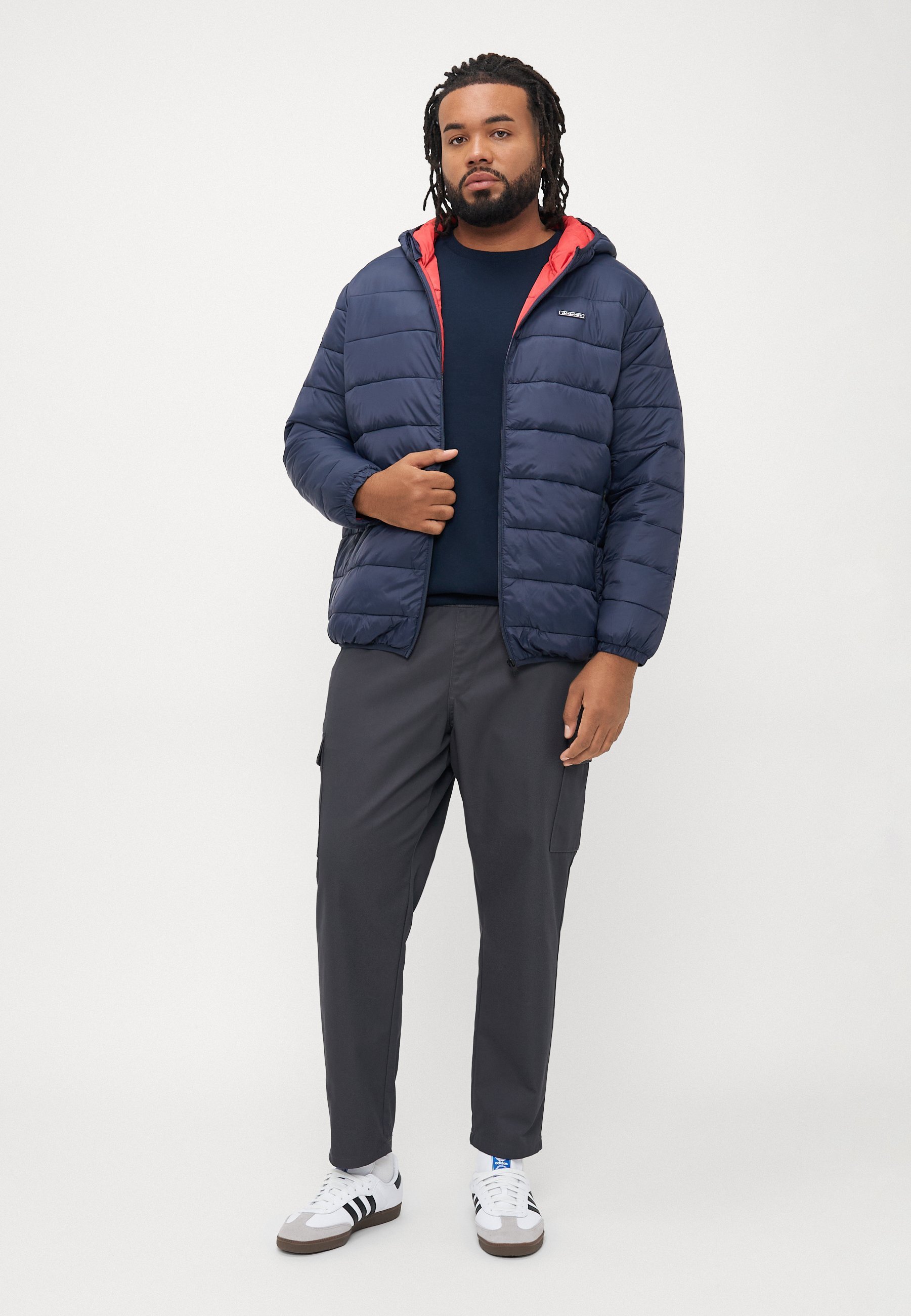 Jack & Jones JJVINCENT PUFFER HOOD - Ľahká bunda - navy