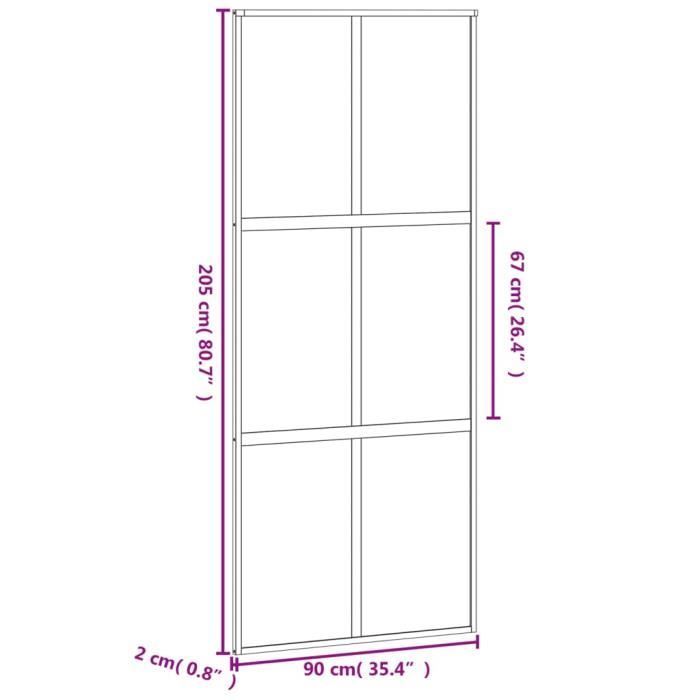 Puerta corredera vidaXL negra de 90x205 cm con cristal templado y aluminio (155214)