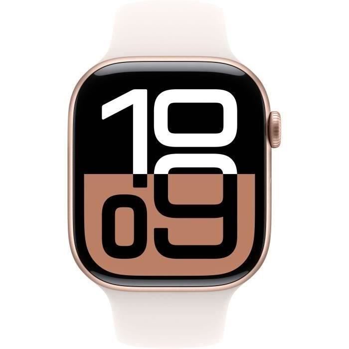Apple Watch Series 10 GPS + Cellular - 46mm - Aluminium Rose Gold - Bracelet Light Blush M/L (2024) - Reconditionné - Excellent état