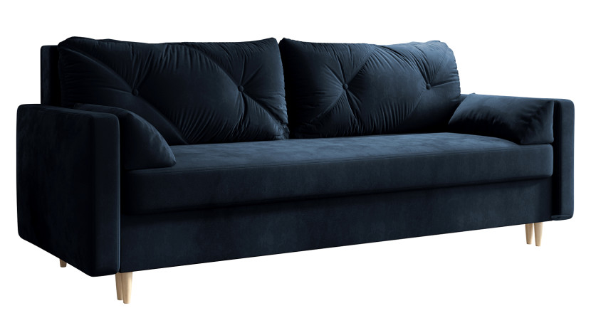 Granatowa sofa rozkładana z funkcją spania - Sarska