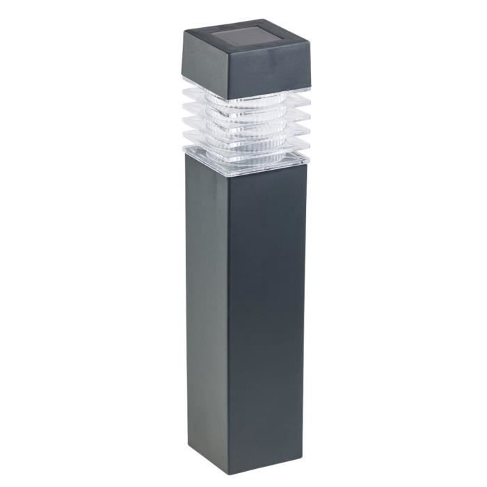 Borne lumineuse solaire à LED - LUNARTEC - Carrée - Noir - Extérieur - Design moderne