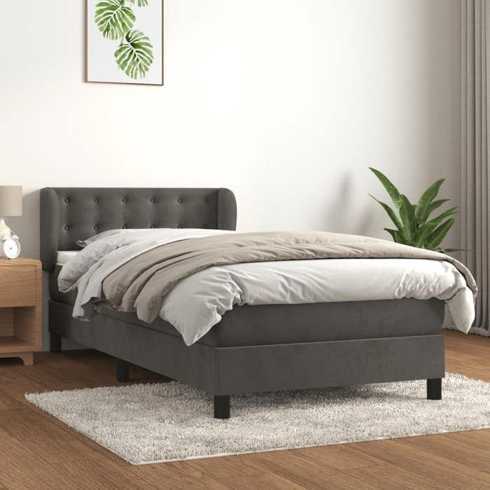 Rete a doghe e materasso - Maison Exclusive - Velluto grigio scuro - 90x200 cm - Massimo relax