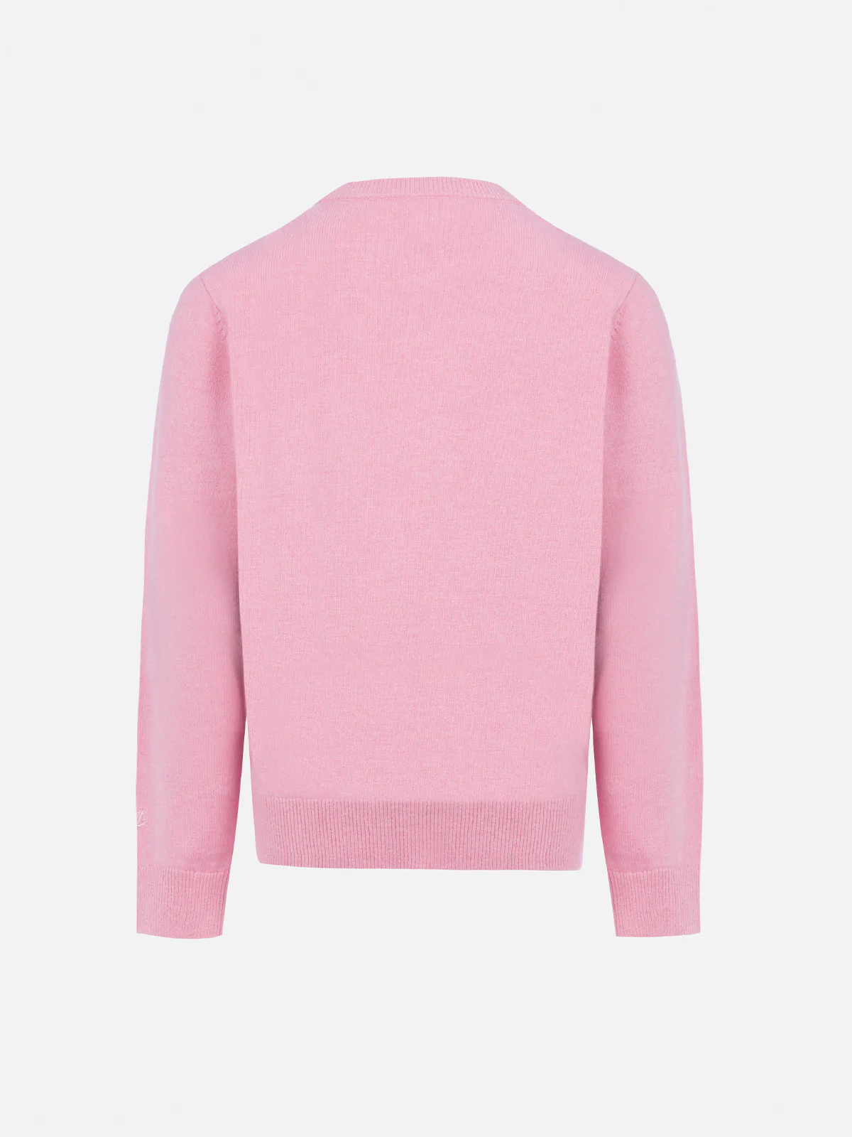 Maglione girocollo rosa da bambina Princess con stampa cartolina Courm
