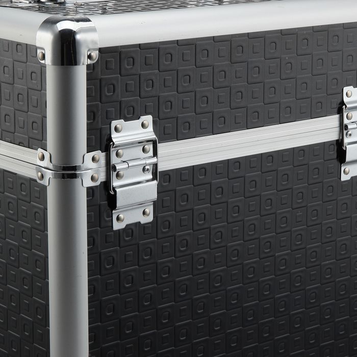 Maletín de maquillaje con ruedas - HOMCOM - neceser cosmético con asa telescópica ajustable - aluminio - 34x24x52cm - negro