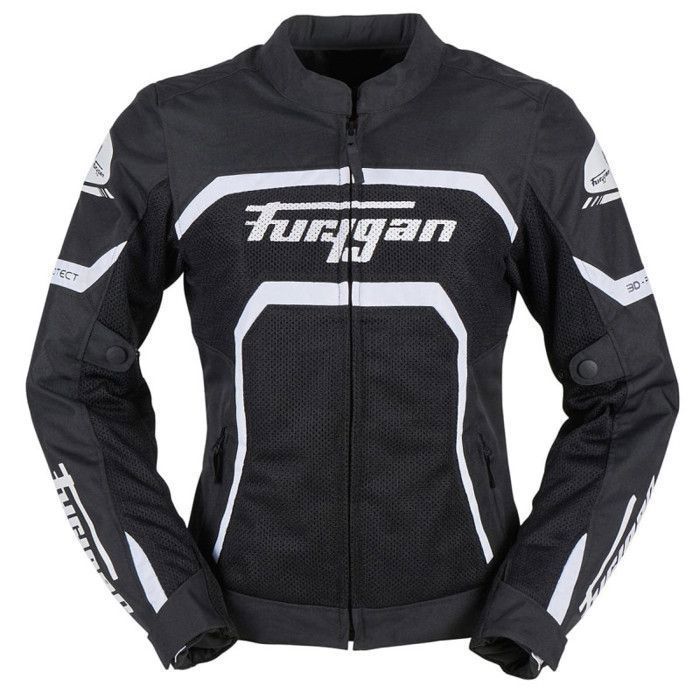 Jaqueta feminina Furygan Mystic para motociclistas - preta/branca - tamanho XL