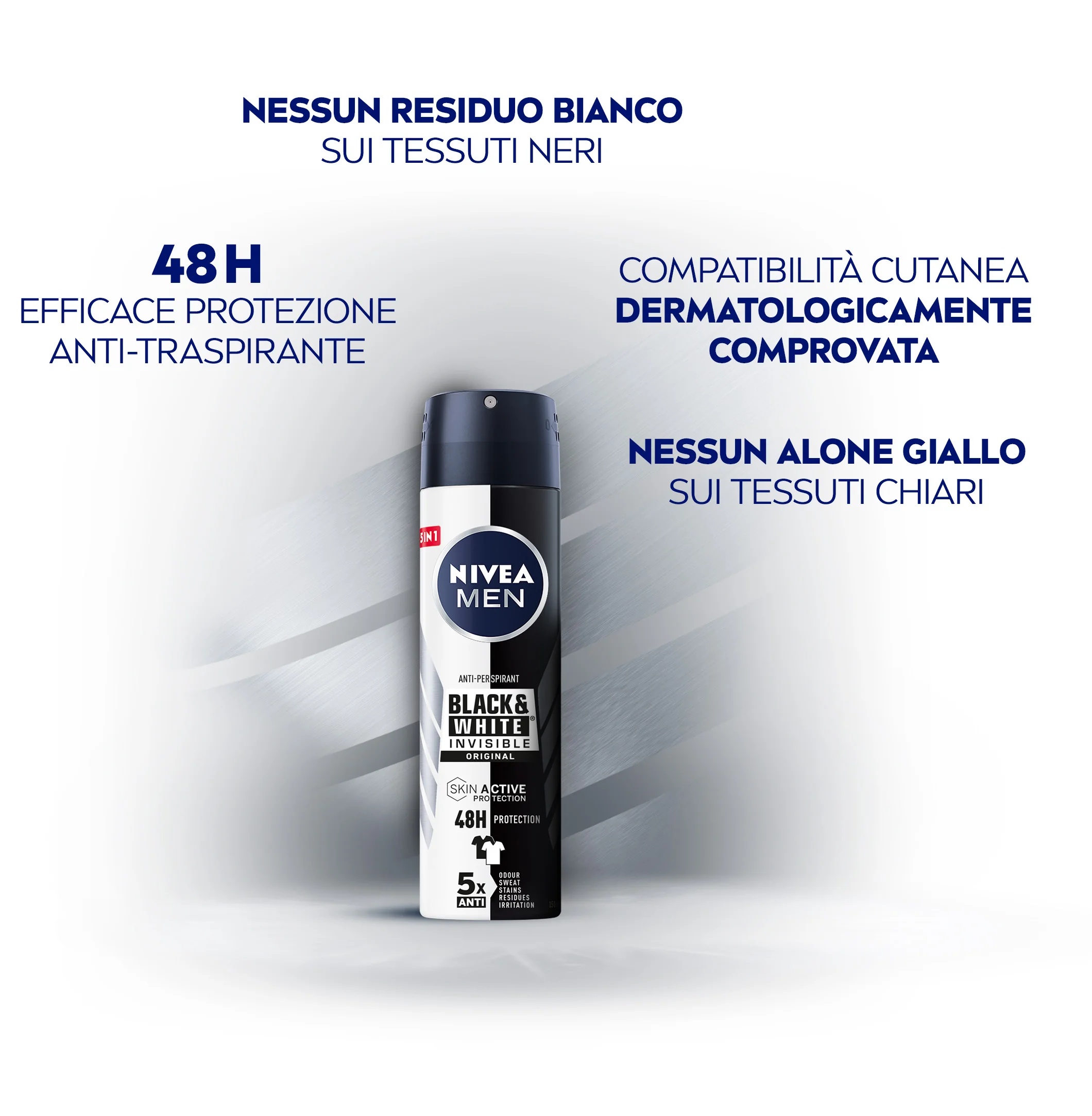 NIVEA Nivea Black & White Desodorante en spray invisible Original para todo tipo de pieles.