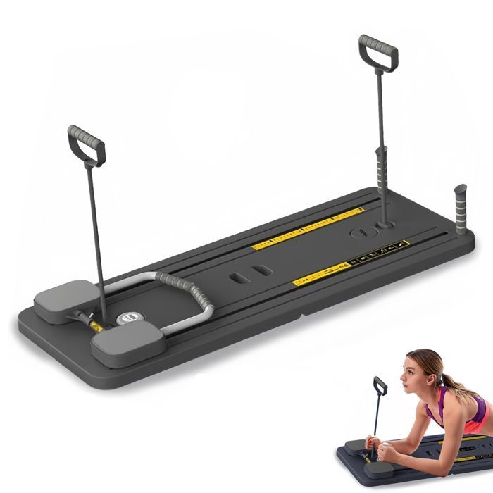 Pilates Reformer con ruota addominale a rimbalzo automatico e timer, macchina multifunzione pieghevole per addominali.