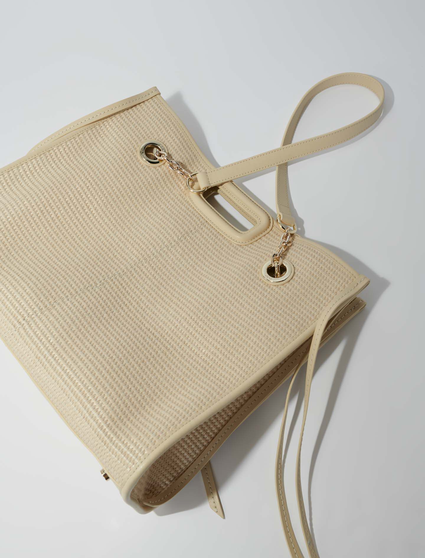 Raffia-efektinen kangaskassi - Beige
