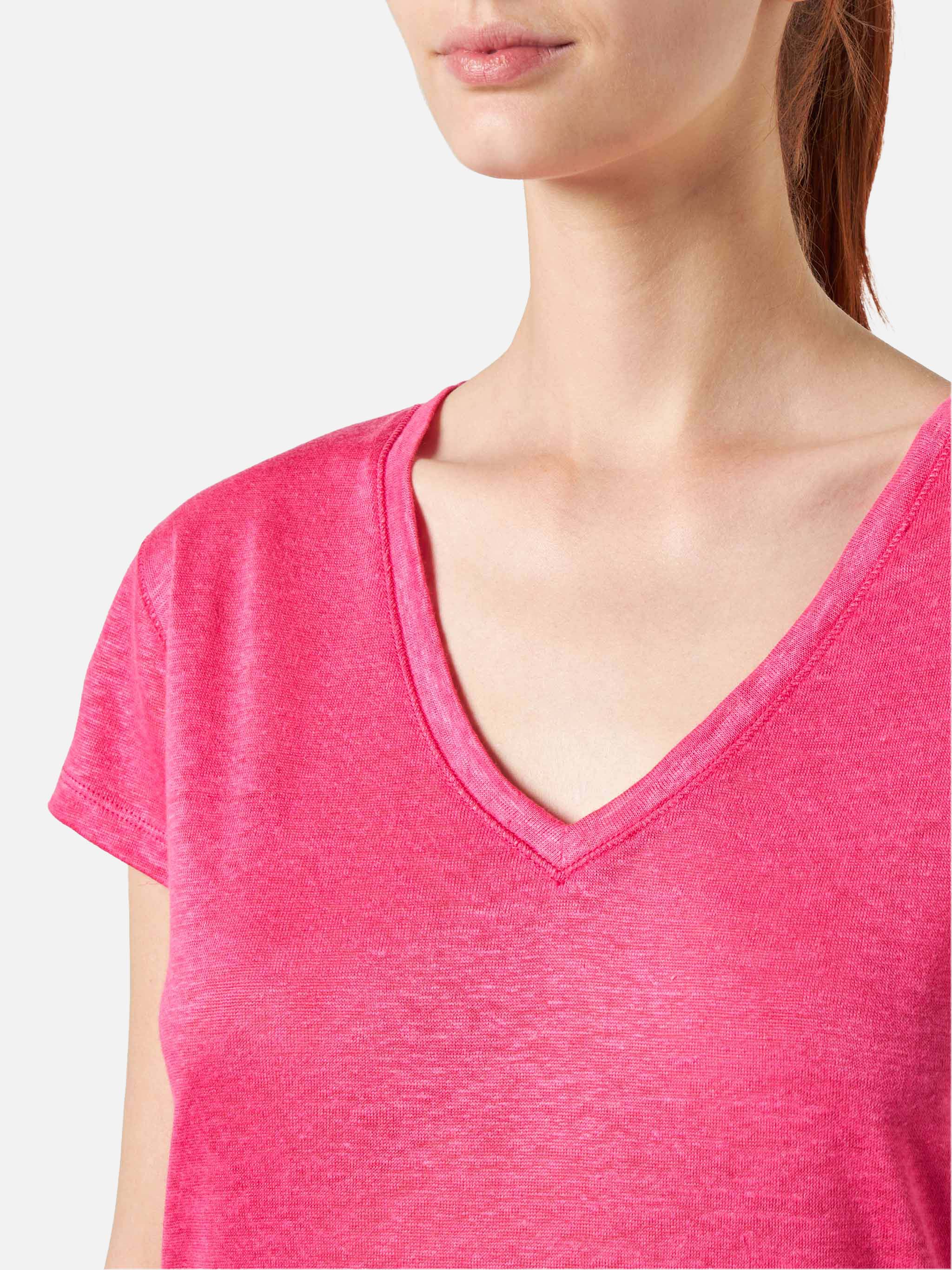 Fuchsia linne-t-shirt för kvinnor