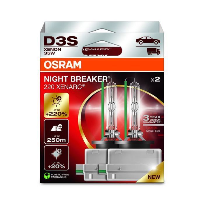 Kit 2 Ampoules Xénon auto Osram XENARC® NIGHT BREAKER® LASER D3S 220% 66340XN2-2HB